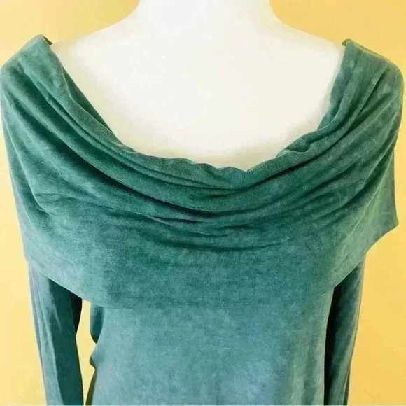 We The Free Green Heathered Off Shoulder Rayon Long Sleeve Super Soft Size M - Picture 3 of 11